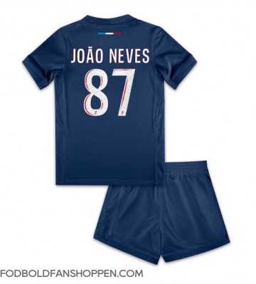 Paris Saint-Germain Joao Neves #87 Hjemmebanetrøje Børn 2024-25 Kortærmet (+ Korte bukser)